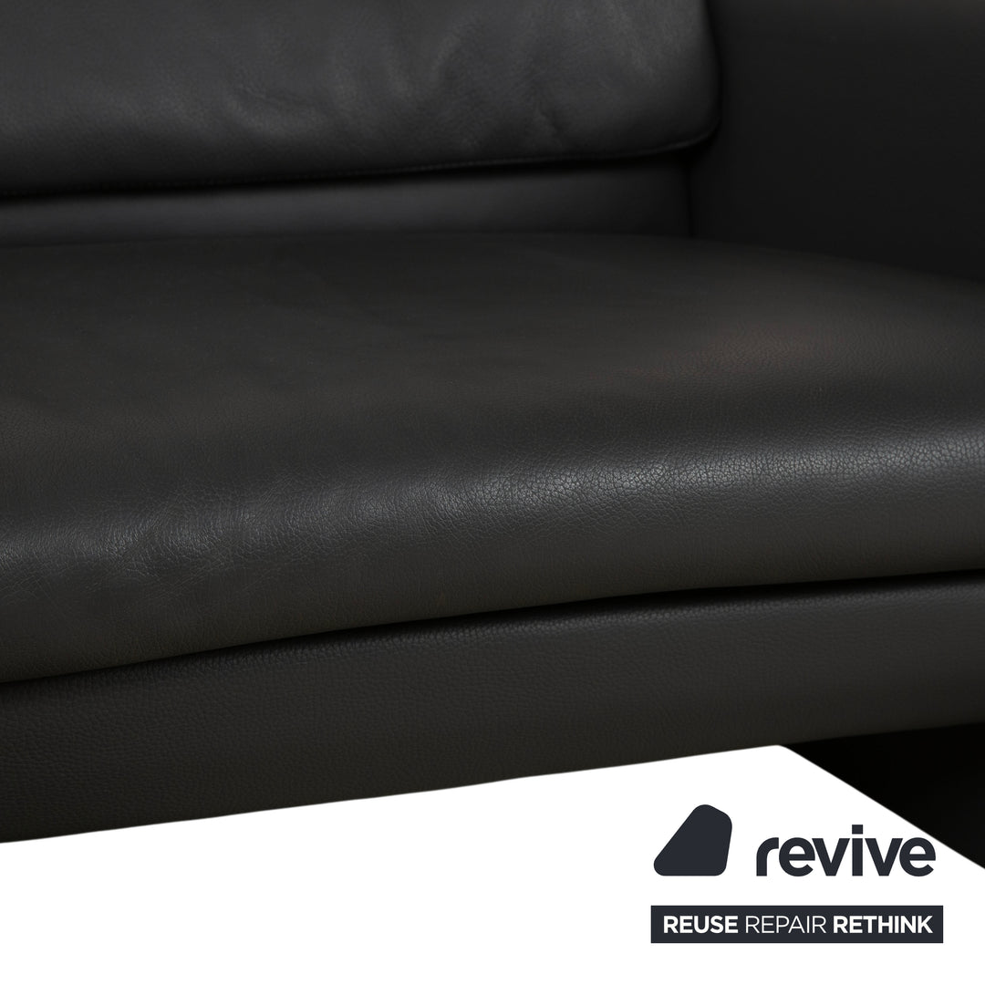 Leolux Fidamigo Leder Dreisitzer Anthrazit Grau Sofa Couch