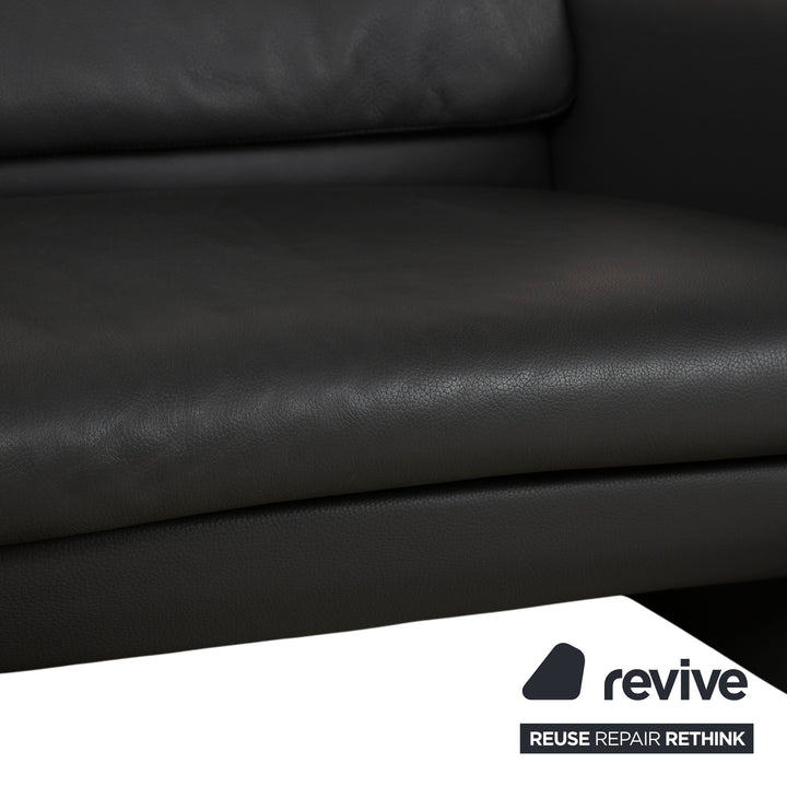 Leolux Fidamigo Leder Dreisitzer Anthrazit Grau Sofa Couch