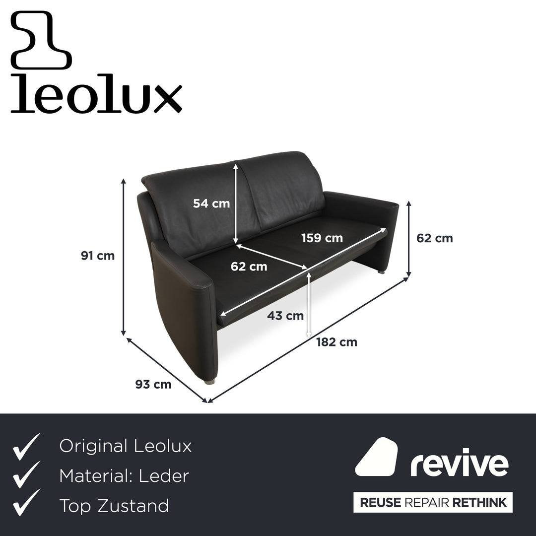 Leolux Fidamigo Leder Dreisitzer Anthrazit Grau Sofa Couch