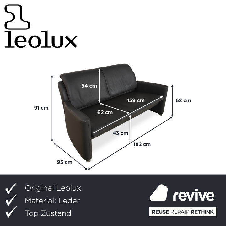 Leolux Fidamigo Leder Dreisitzer Anthrazit Grau Sofa Couch