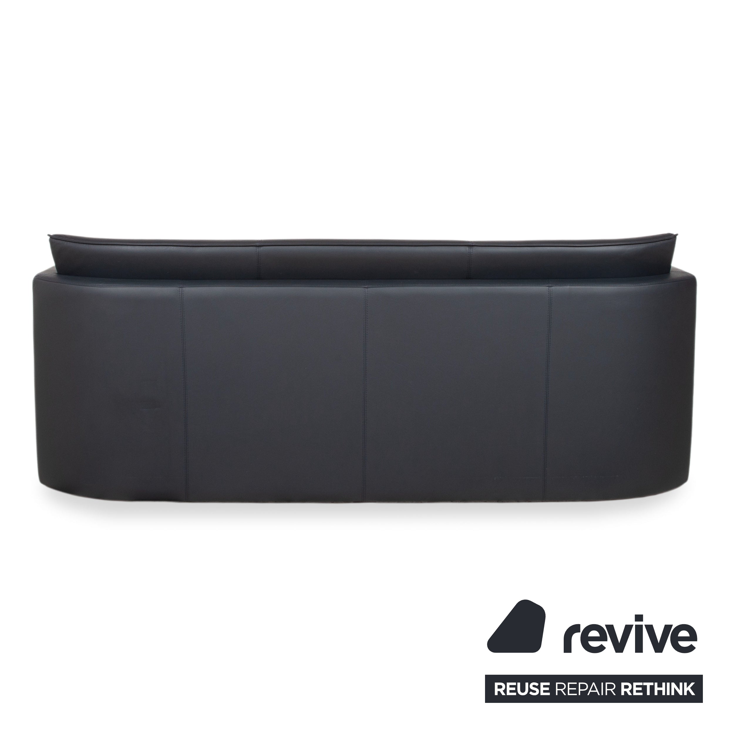 Leolux Garnitur Leder Dreisitzer Zweisitzer Dunkelblau Sofa Couch