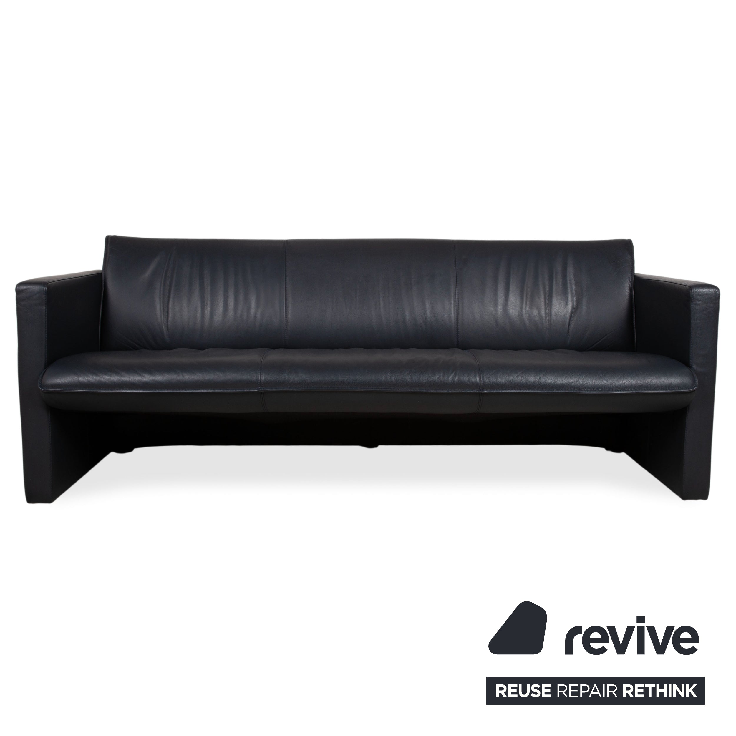 Leolux Salon Cuir Trois places Deux places Repose-pieds Bleu foncé Canapé Divan