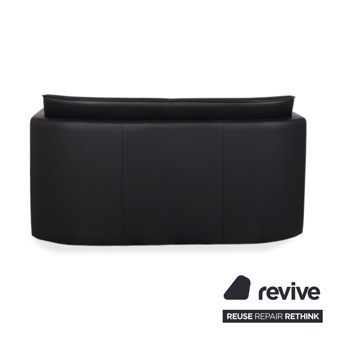 Leolux Garnitur Leder Dreisitzer Zweisitzer Hocker Dunkelblau Sofa Couch