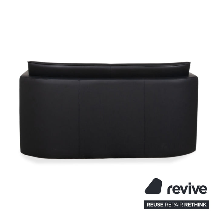 Leolux Garnitur Leder Dreisitzer Zweisitzer Hocker Dunkelblau Sofa Couch