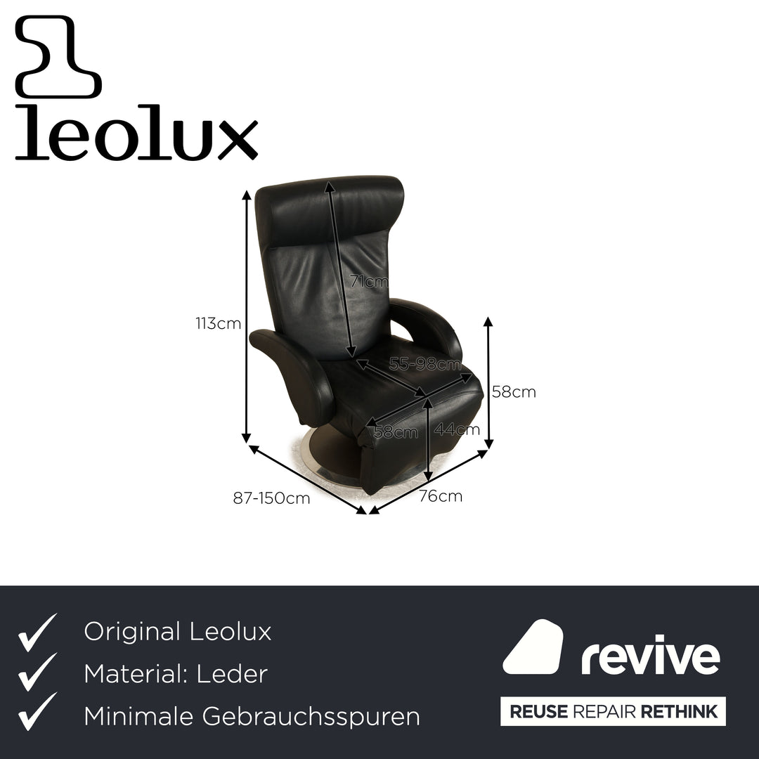 Leolux Helical Leather Armchair Dark Blue Electric Function