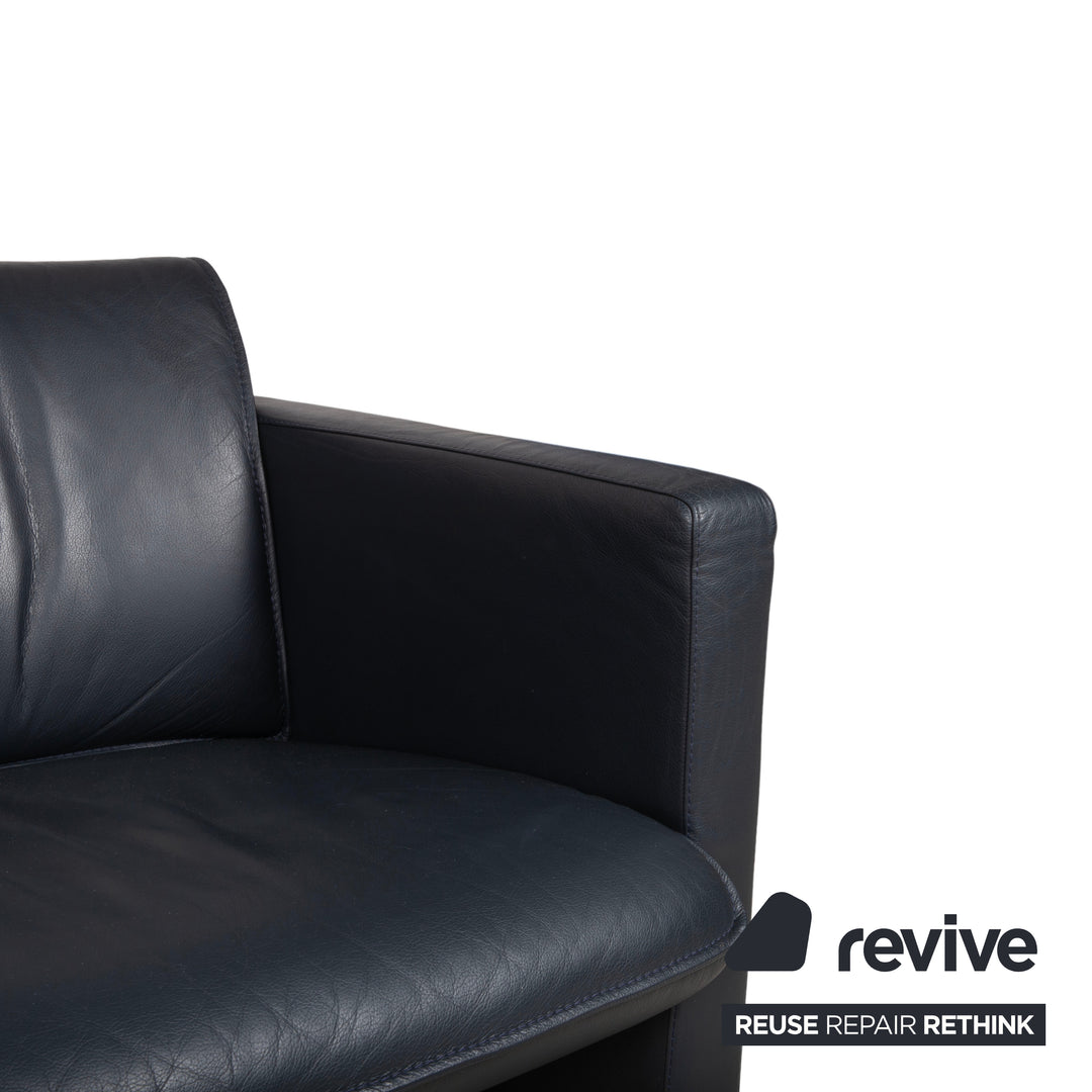Leolux Leder Dreisitzer Dunkelblau Sofa Couch