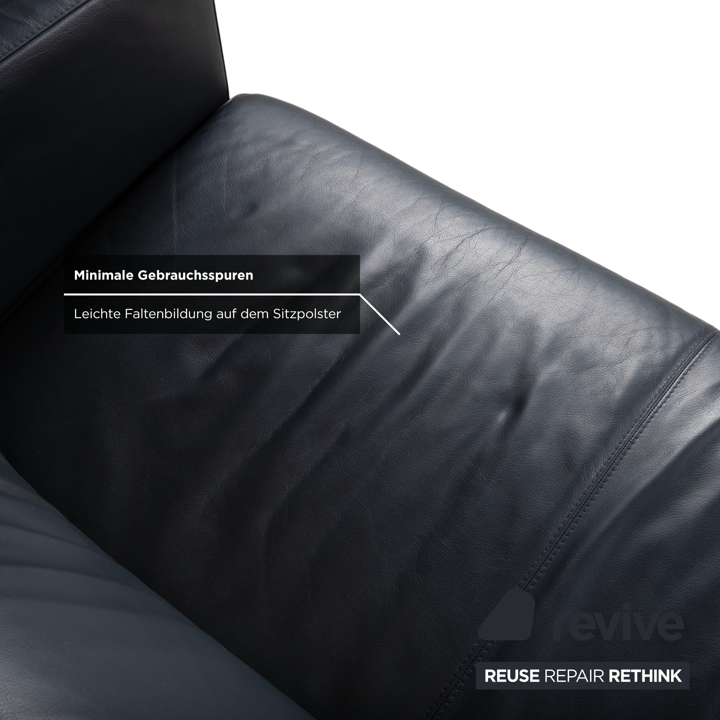Leolux Leder Dreisitzer Dunkelblau Sofa Couch