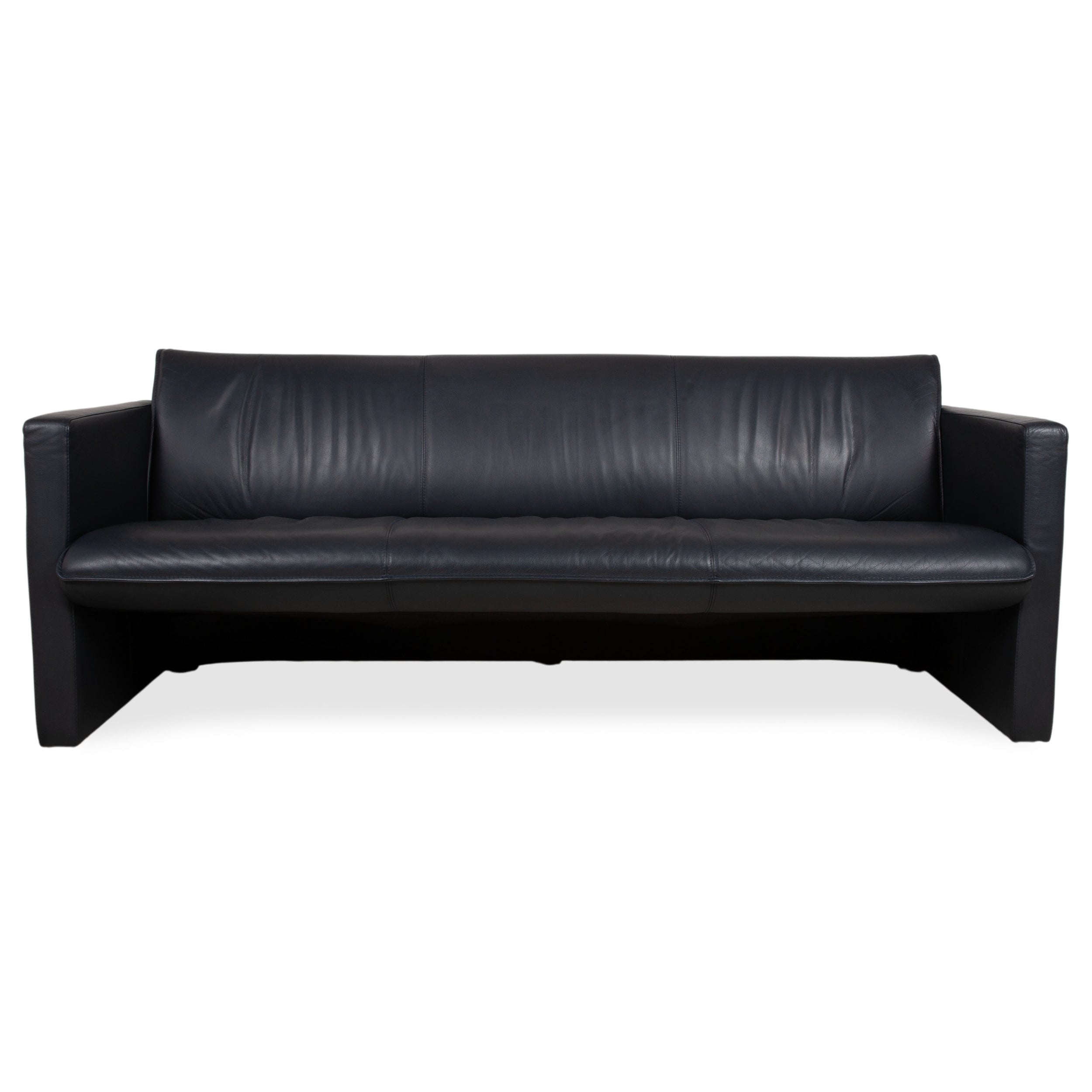 Leolux læder trepersoners mørkeblå sofa