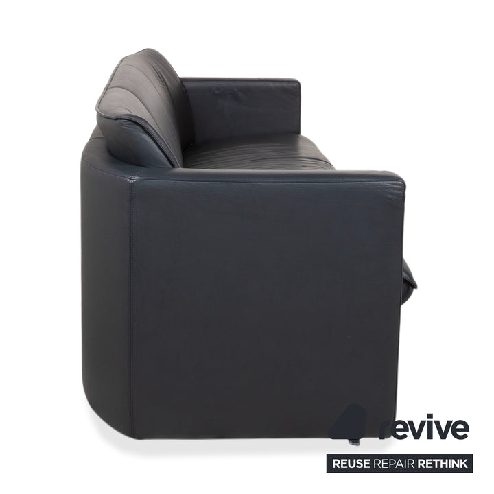 Leolux Leder Dreisitzer Dunkelblau Sofa Couch