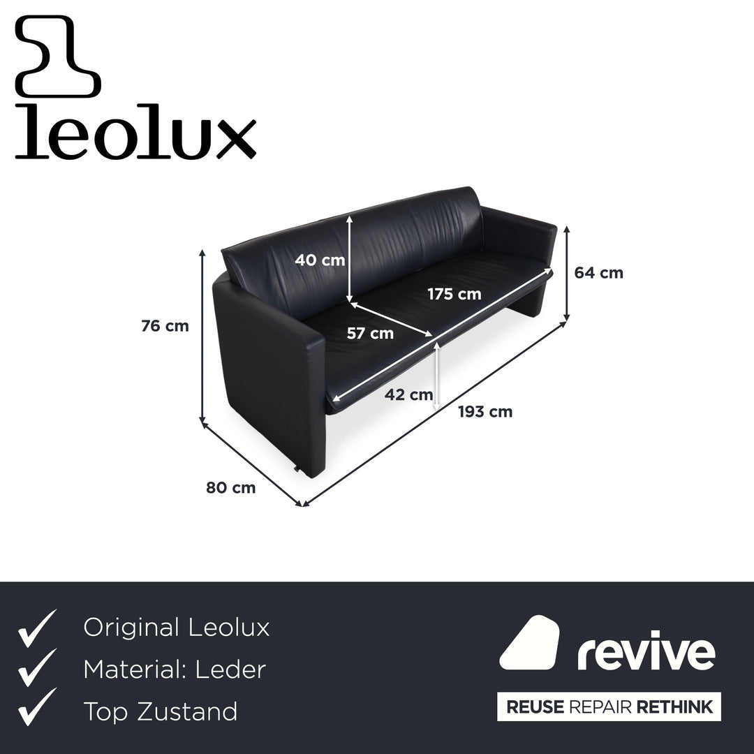 Leolux Leder Dreisitzer Dunkelblau Sofa Couch