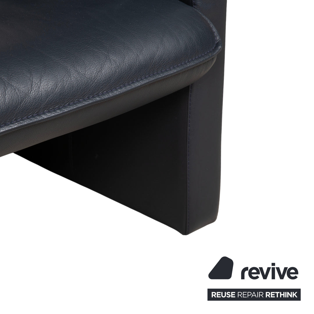 Leolux Leder Dreisitzer Dunkelblau Sofa Couch