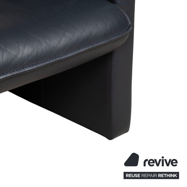 Leolux Leder Dreisitzer Dunkelblau Sofa Couch