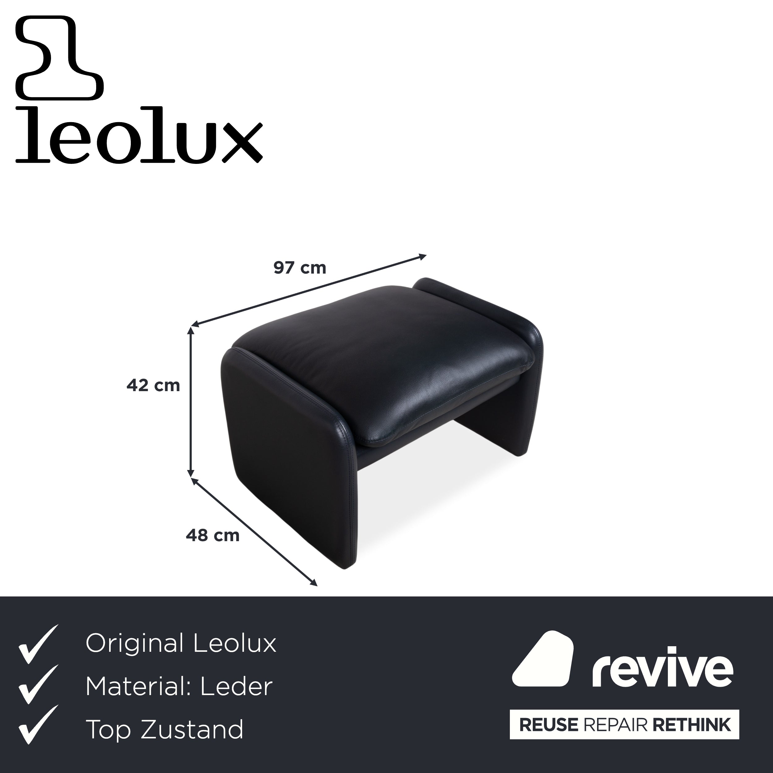 Leolux Pouf en cuir bleu foncé