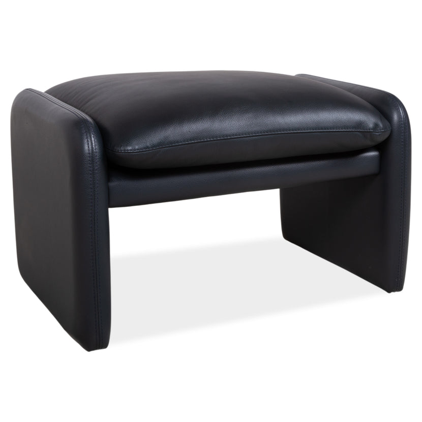 Leolux Pouf en cuir bleu foncé