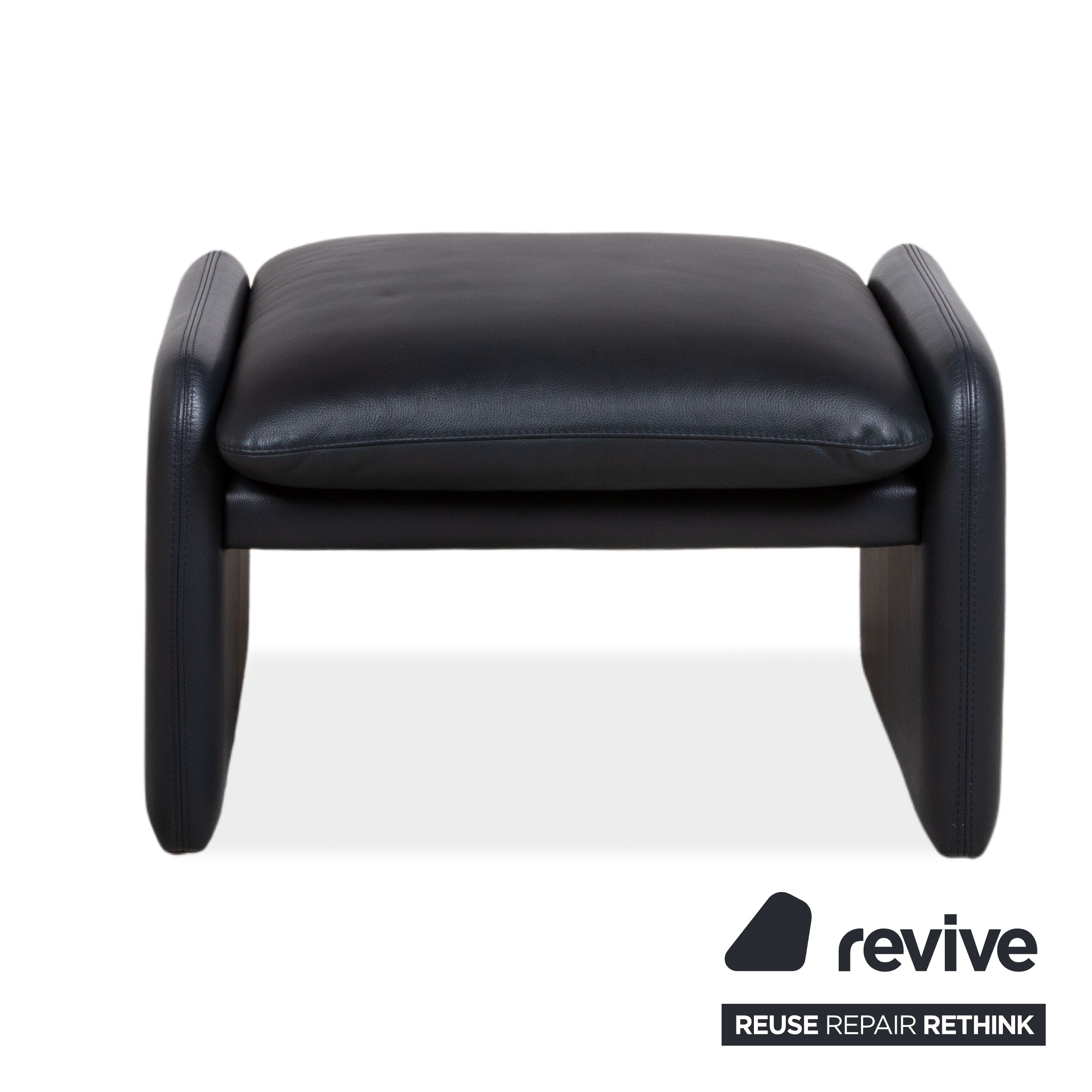 Leolux Pouf en cuir bleu foncé