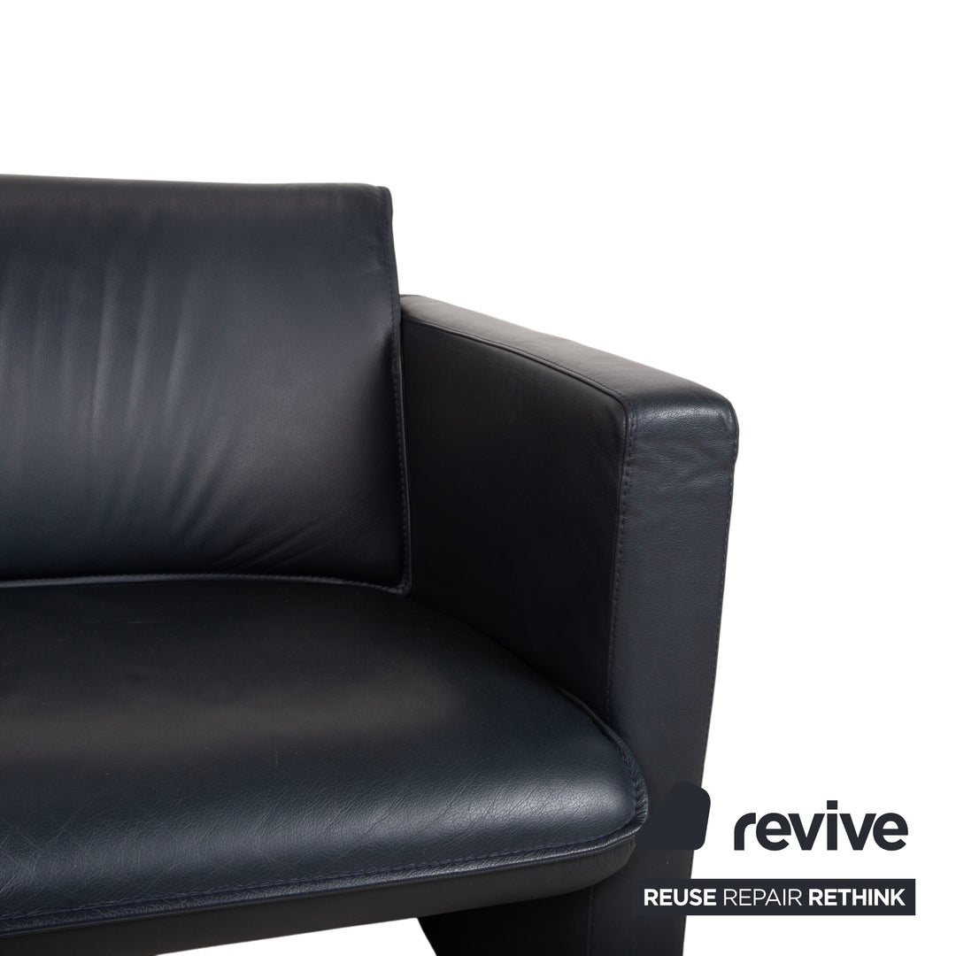 Leolux Leder Zweisitzer Dunkelblau Sofa Couch