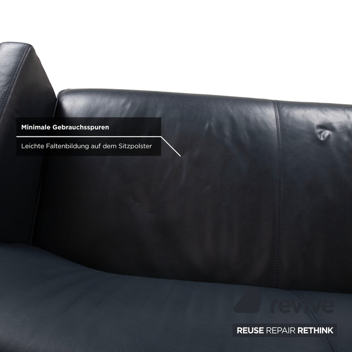 Leolux Leder Zweisitzer Dunkelblau Sofa Couch