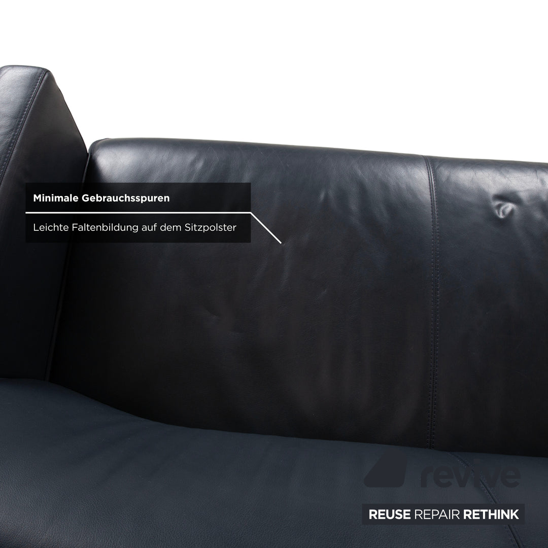 Leolux Leder Zweisitzer Dunkelblau Sofa Couch