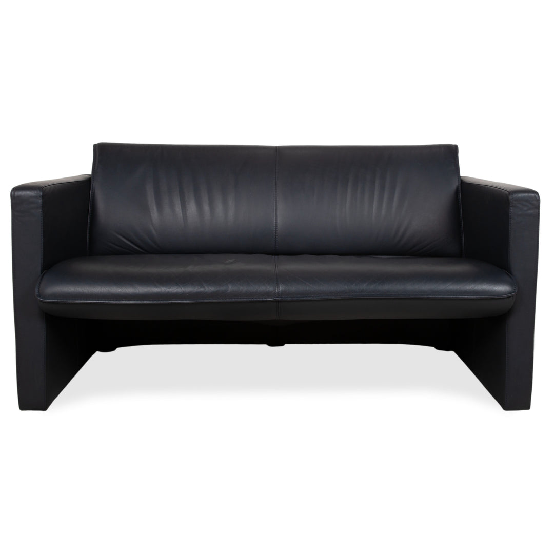 Leolux Leder Zweisitzer Dunkelblau Sofa Couch