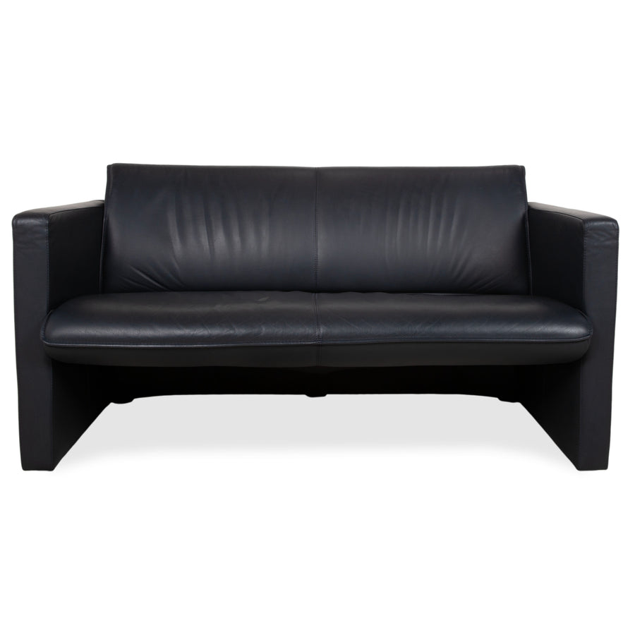 Leolux Leder Zweisitzer Dunkelblau Sofa Couch
