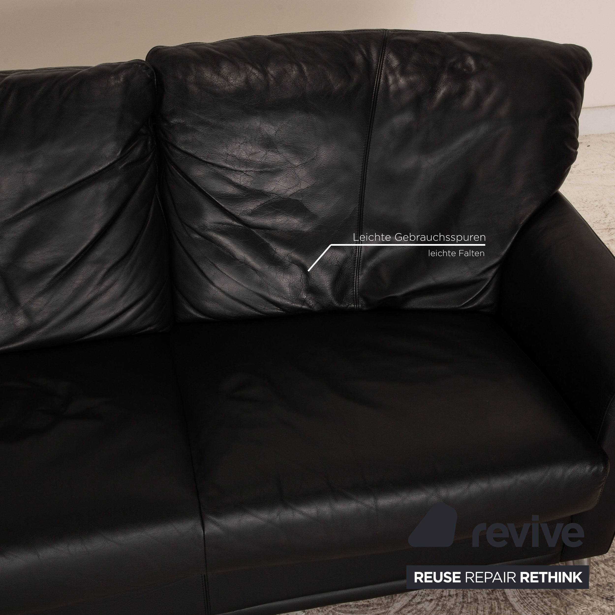 Leolux Leder Zweisitzer Schwarz Sofa Couch