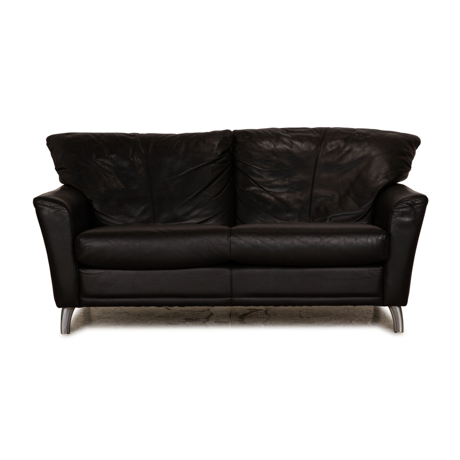Leolux Leder Zweisitzer Schwarz Sofa Couch