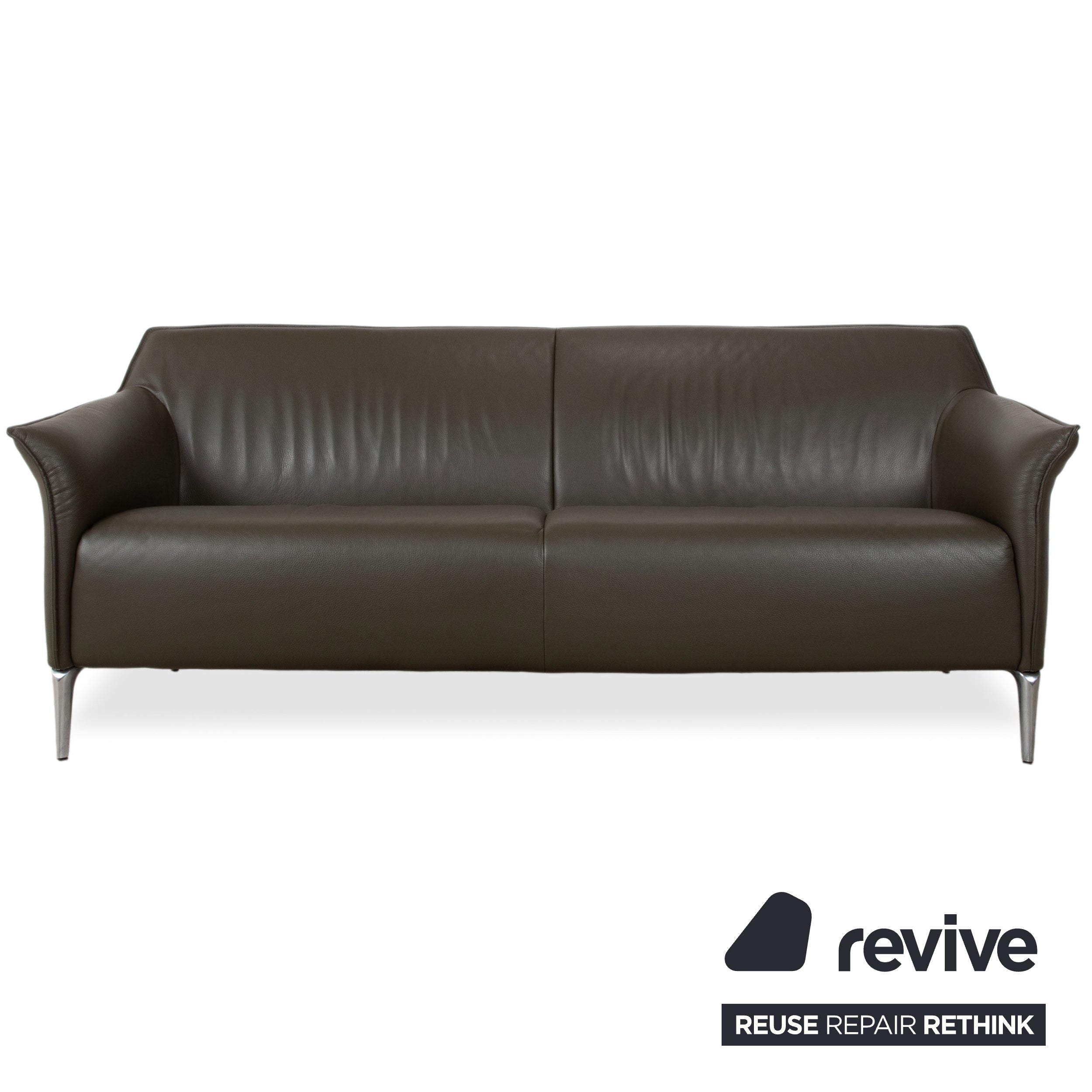 Leolux Mayon leather set, three-seater, two-seater, dark green, sofa, couch