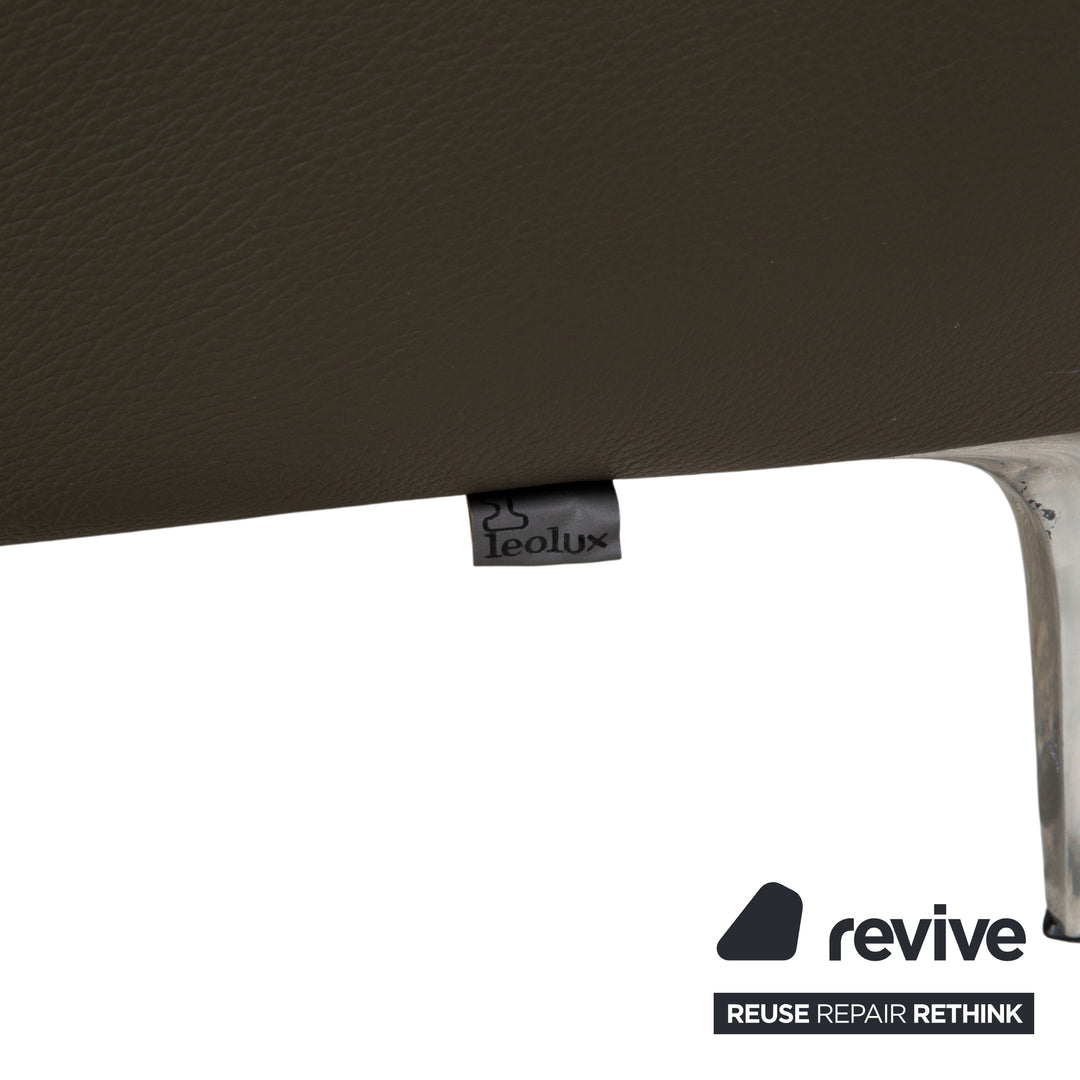 Leolux Mayon Garnitur Leder Dreisitzer Zweisitzer Dunkelgrün Sofa Couch