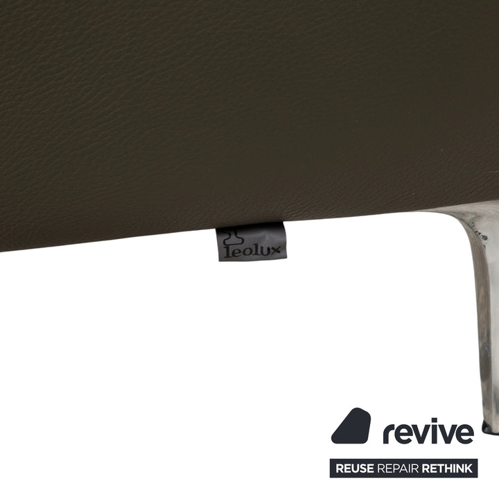 Leolux Mayon Garnitur Leder Dreisitzer Zweisitzer Dunkelgrün Sofa Couch