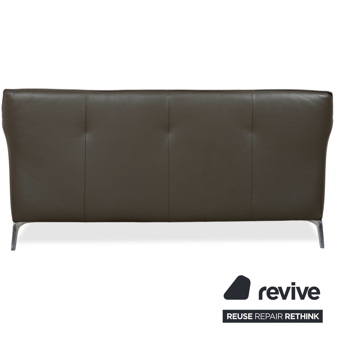 Leolux Mayon Garnitur Leder Dreisitzer Zweisitzer Dunkelgrün Sofa Couch