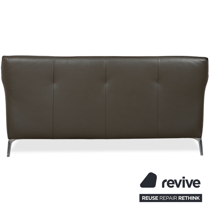 Leolux Mayon Garnitur Leder Dreisitzer Zweisitzer Dunkelgrün Sofa Couch