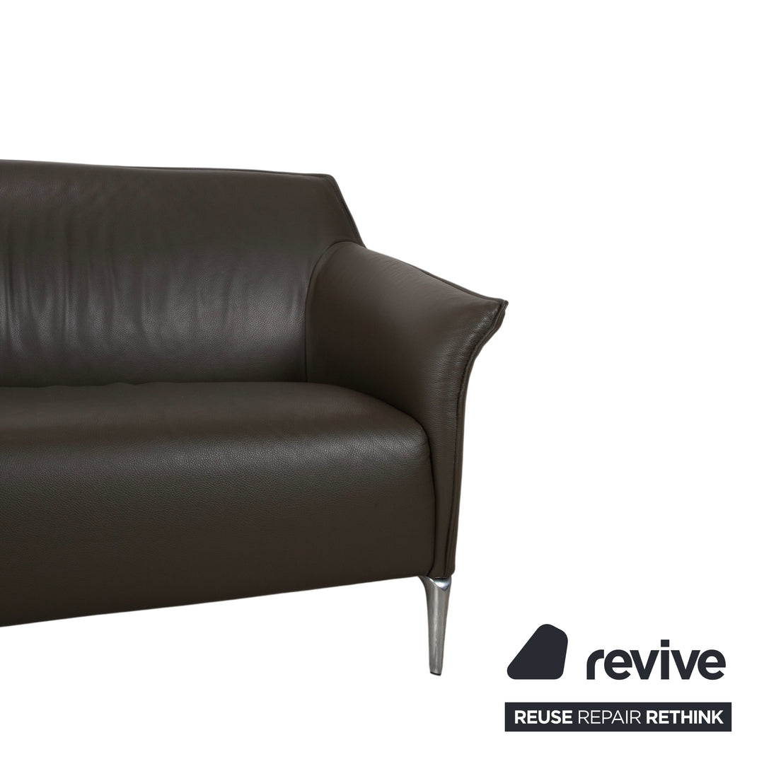 Leolux Mayon Garnitur Leder Dreisitzer Zweisitzer Dunkelgrün Sofa Couch