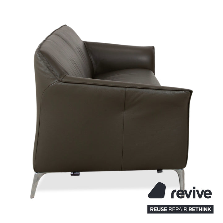 Leolux Mayon Garnitur Leder Dreisitzer Zweisitzer Dunkelgrün Sofa Couch