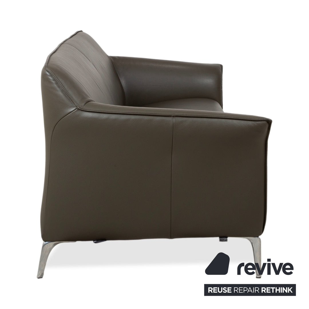 Leolux Mayon Garnitur Leder Dreisitzer Zweisitzer Dunkelgrün Sofa Couch