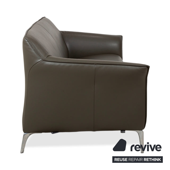 Leolux Mayon Garnitur Leder Dreisitzer Zweisitzer Dunkelgrün Sofa Couch