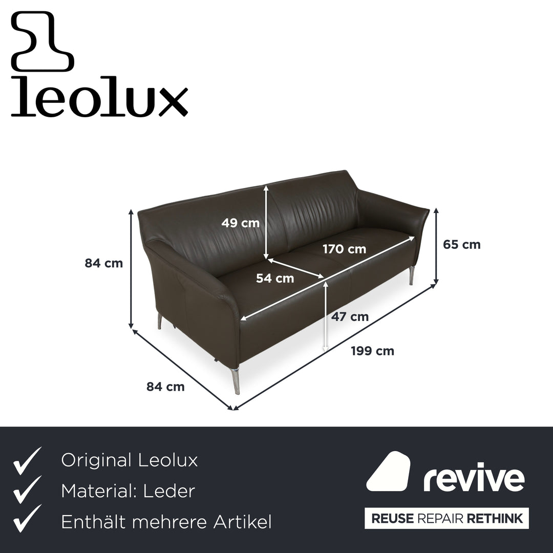 Leolux Mayon Garnitur Leder Dreisitzer Zweisitzer Dunkelgrün Sofa Couch