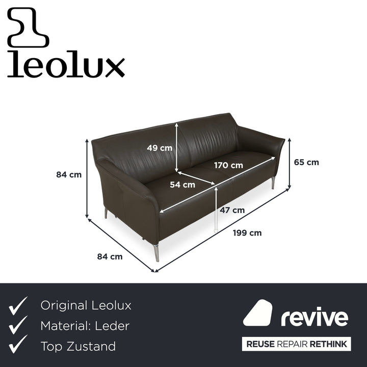 Leolux Mayon Leder Dreisitzer Dunkelgrün Sofa Couch