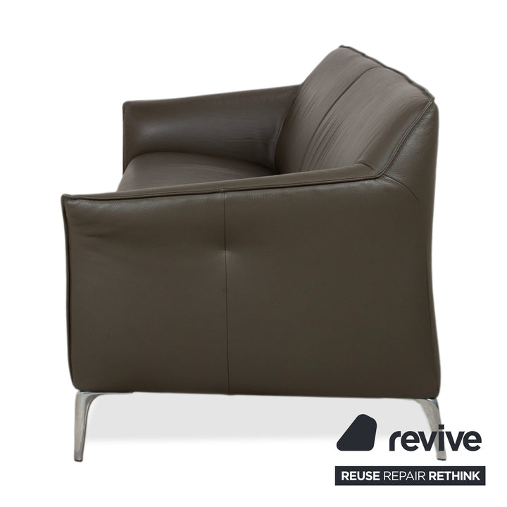 Leolux Mayon Leder Dreisitzer Dunkelgrün Sofa Couch