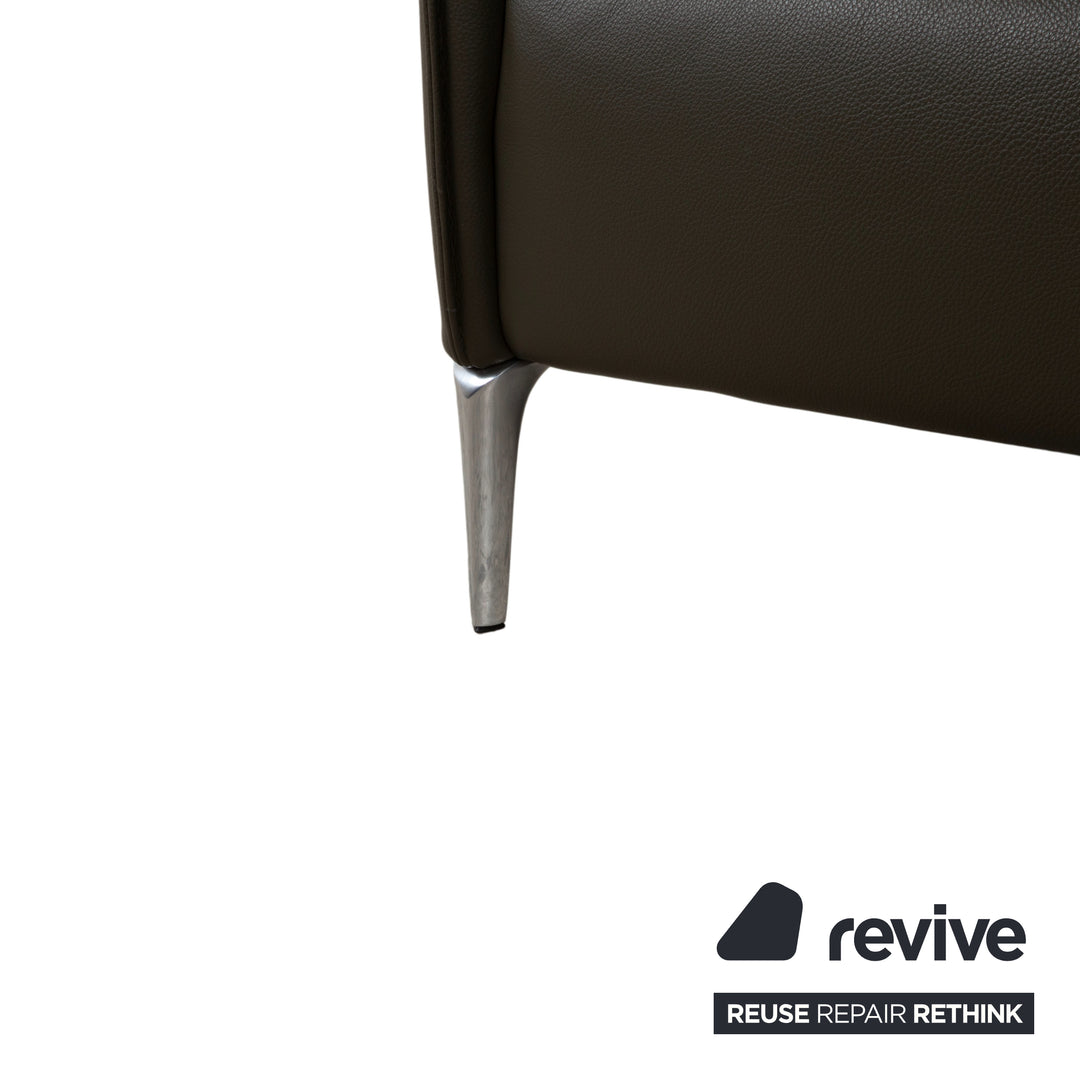 Leolux Mayon Leder Dreisitzer Dunkelgrün Sofa Couch