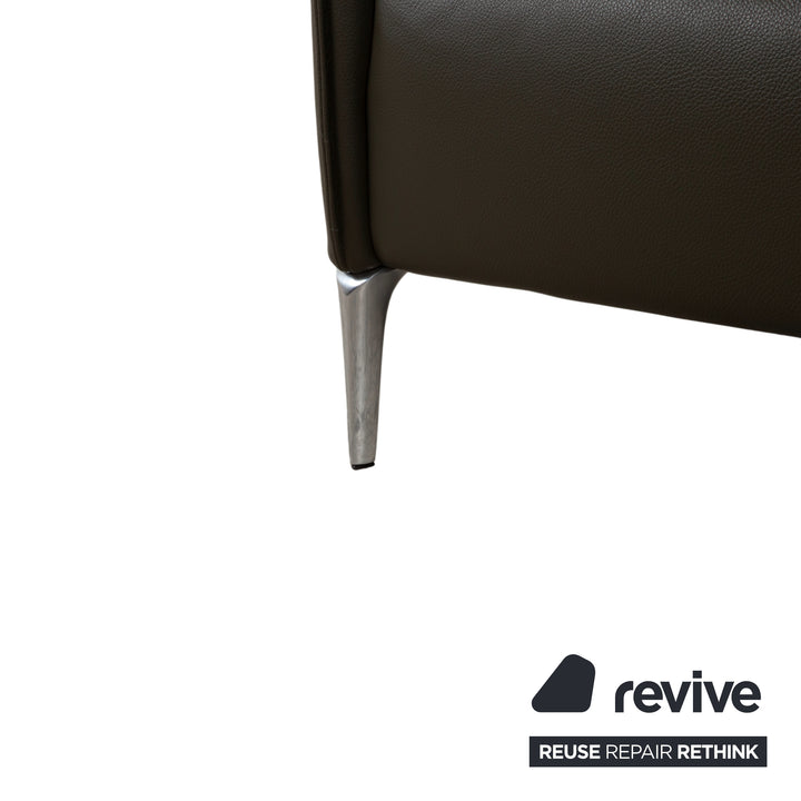 Leolux Mayon Leder Dreisitzer Dunkelgrün Sofa Couch