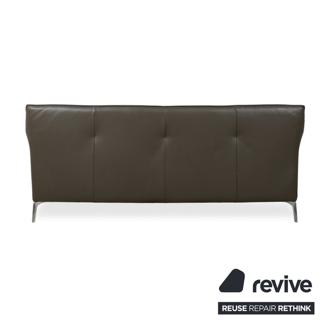 Leolux Mayon Leder Dreisitzer Dunkelgrün Sofa Couch