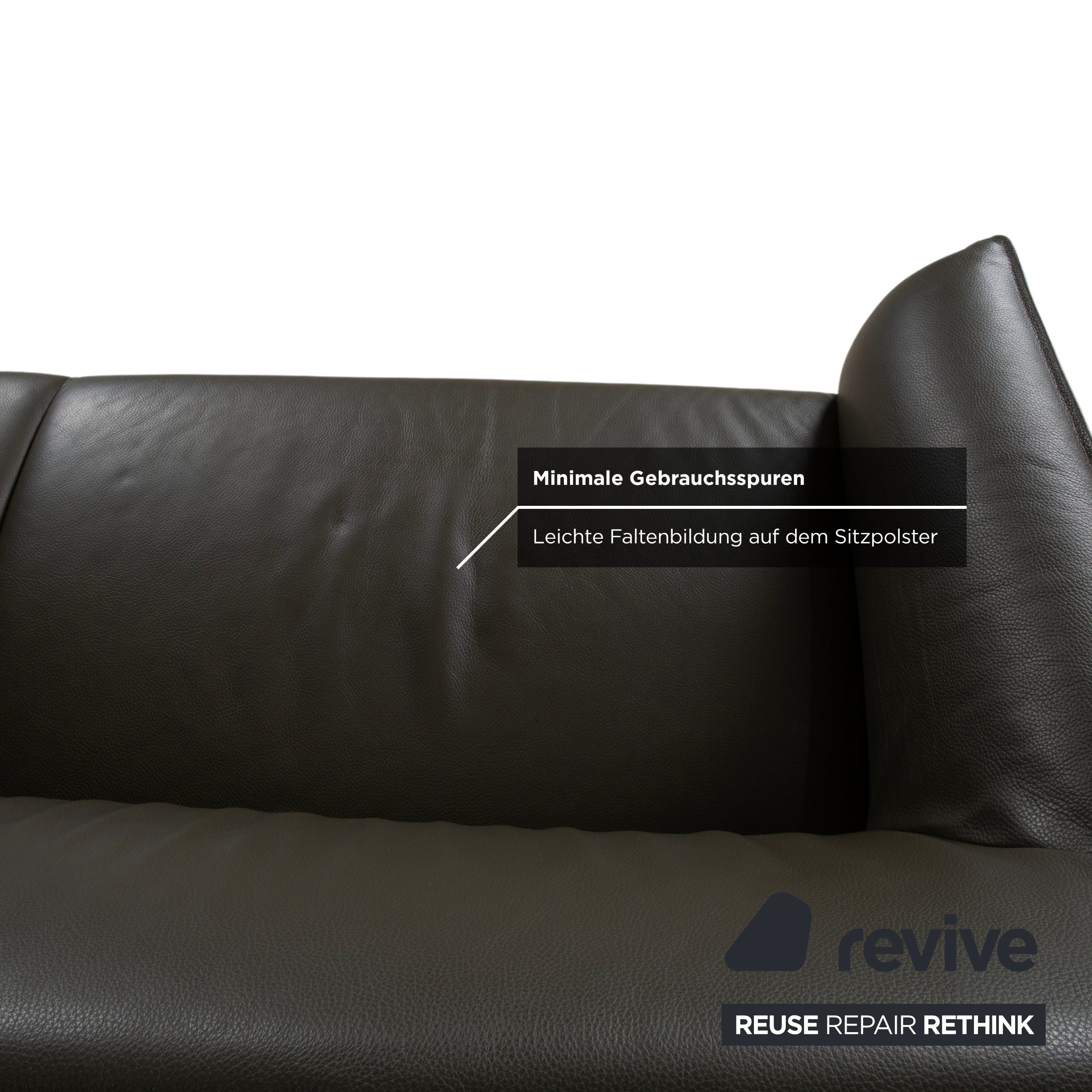 Leolux Mayon leather three-seater dark green sofa couch
