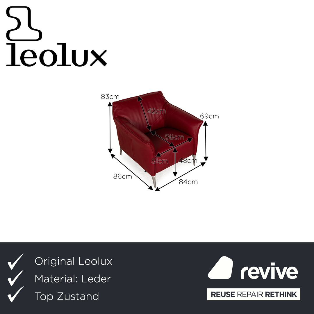 Leolux Fauteuil Mayon en Cuir Rouge