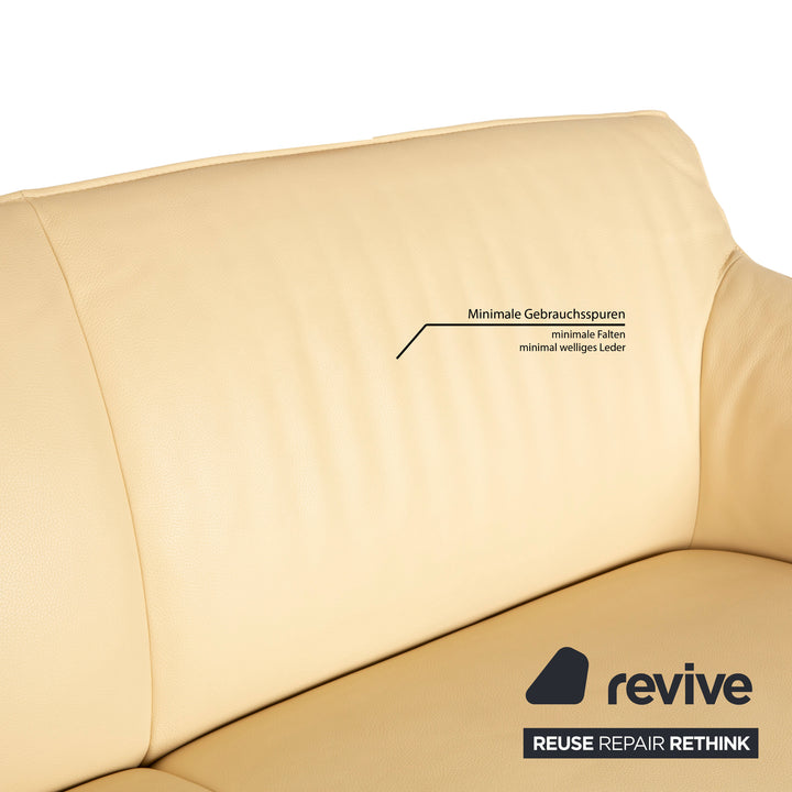 Leolux Mayon Leder Zweisitzer Creme Sofa Couch