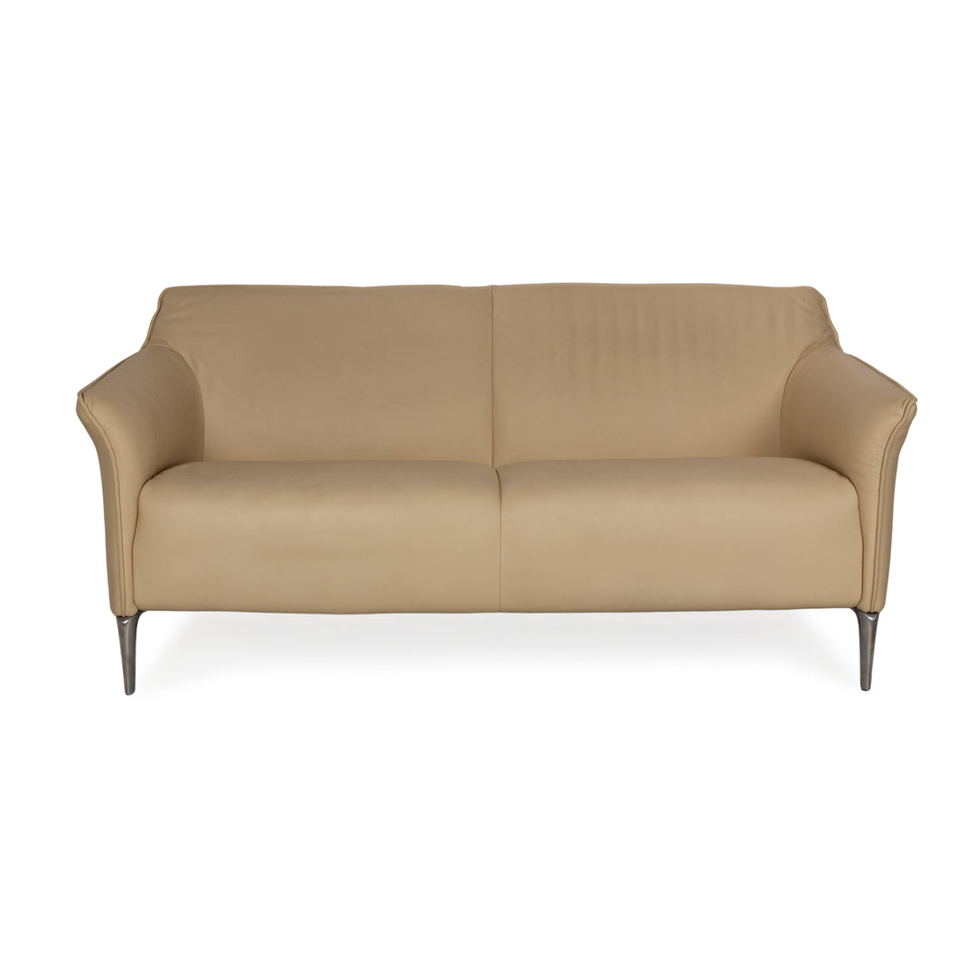 Leolux Mayon Leather Two-Seater Cream Sofa Couch