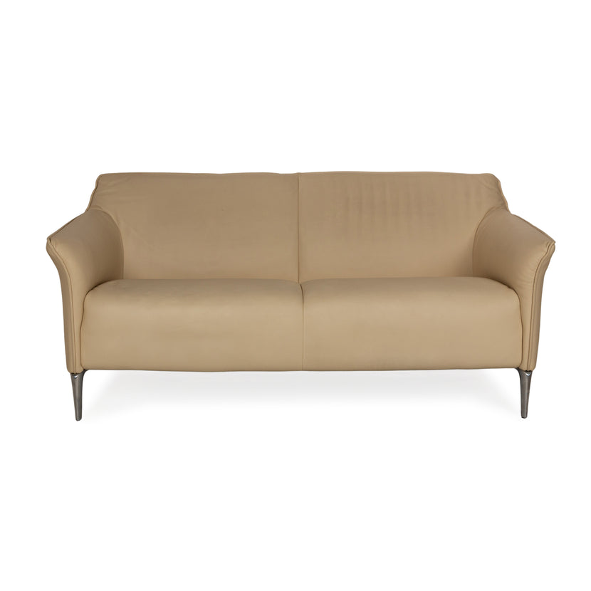 Leolux Mayon Leder Zweisitzer Creme Sofa Couch