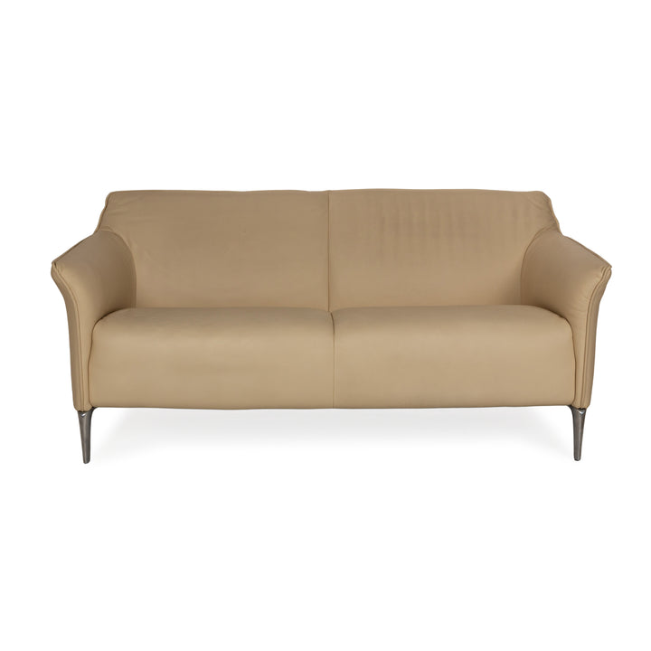 Leolux Mayon Leder Zweisitzer Creme Sofa Couch