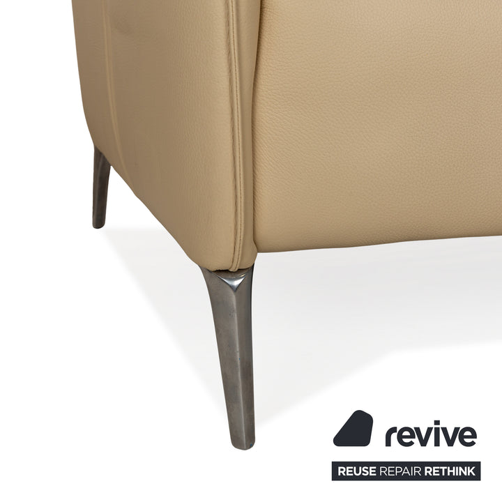 Leolux Mayon Leather Two-Seater Cream Sofa Couch