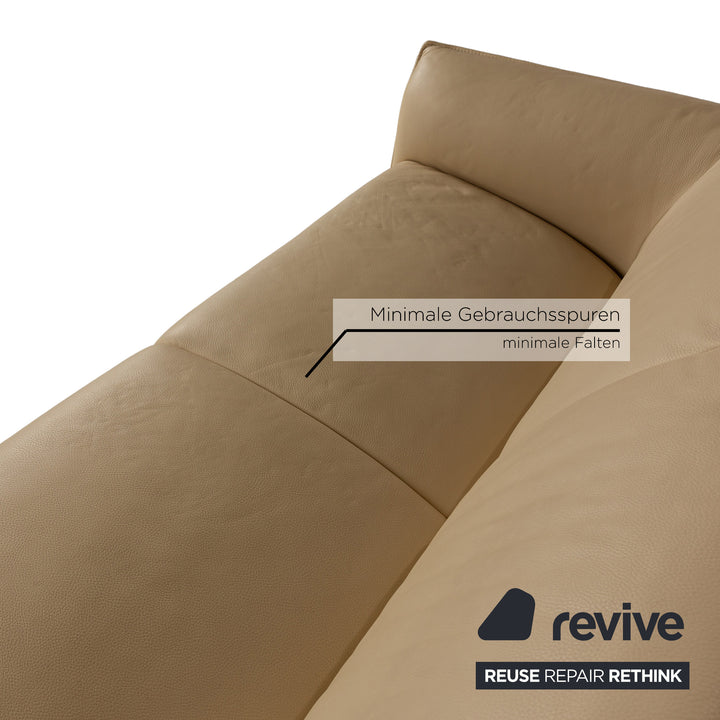 Leolux Mayon Leder Zweisitzer Creme Sofa Couch