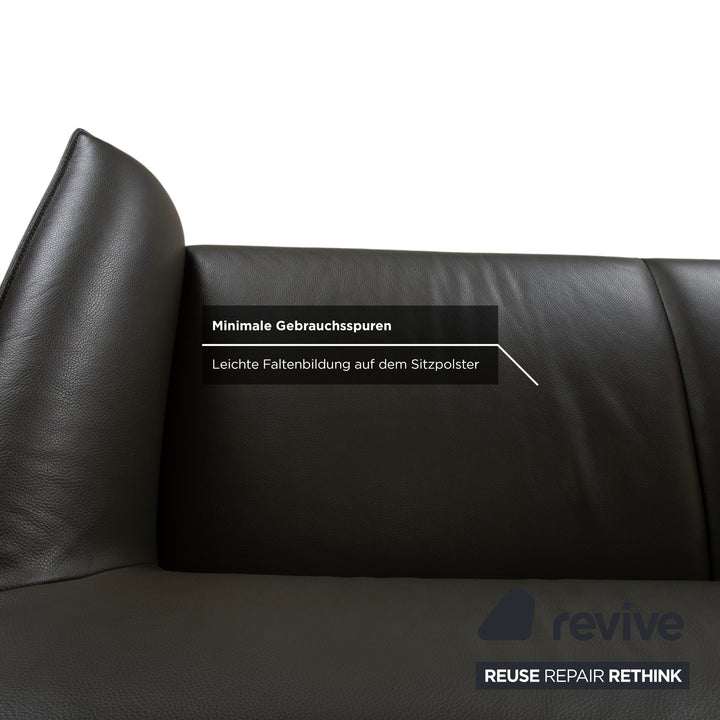 Leolux Mayon Leder Zweisitzer Dunkelgrün Sofa Couch